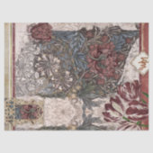 Vintag William Morris Burgundy Collage Decoupage Seidenpapier (Vorderseite)