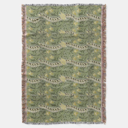 Vintag William Morris Daffodil Blume Gelb Decke (Vorderseite Vertikal)