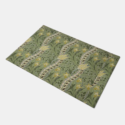 Vintag William Morris Daffodil Blume Gelb Fußmatte (Schrägansicht)