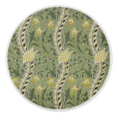 Vintag William Morris Daffodil Blume Gelb Keramikknauf (Vorderseite)