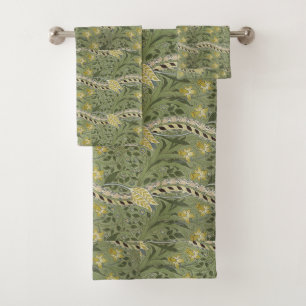 Vintag William Morris Daffodil Floral Yellow Badhandtuch Set