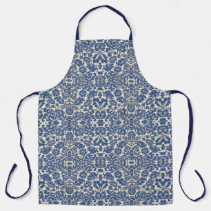 Vintag William Morris floral Pattern Blau Weiß Schürze