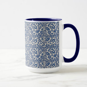 Vintag William Morris floral Pattern Blau Weiß Tasse