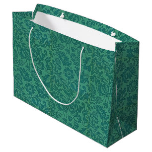 Vintag William Morris floral Pattern Green Große Geschenktüte