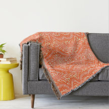 Vintag William Morris Floral Pattern White Orange