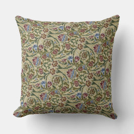Vintag William Morris Floral Pink Blue Brocade Kissen