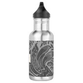 Vintag William Morris Gray Botanical Monogram Edelstahlflasche (Rechts)