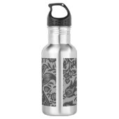 Vintag William Morris Gray Botanical Monogram Edelstahlflasche (Rückseite)