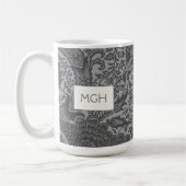 Vintag William Morris Gray Botanical Monogram Kaffeetasse (Links)