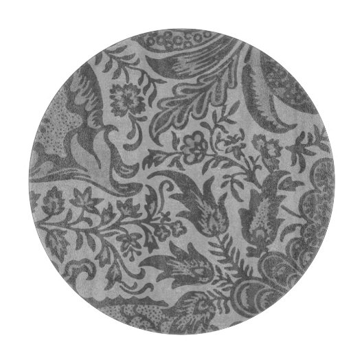 Vintag William Morris Gray Botanical Schneidebrett (Vorderseite)