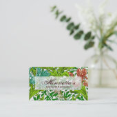 Vintag William Morris Iris Bird Floral Pattern Visitenkarte (Stehend Vorderseite)