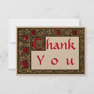 Vintag William Morris Kelmscott Press Floral Rose Dankeskarte