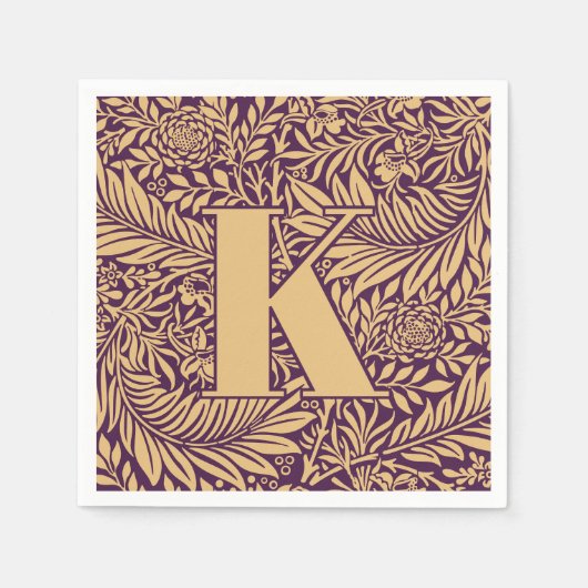 Vintag William Morris Larkspur Pattern Monogram Serviette (Vorderseite)