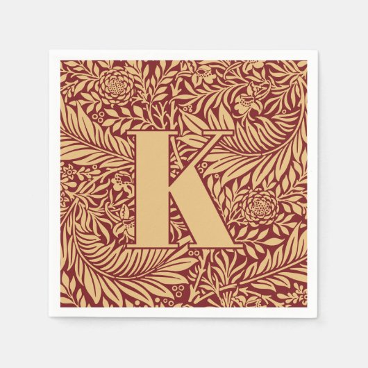 Vintag William Morris Larkspur Pattern Monogram Serviette (Vorderseite)