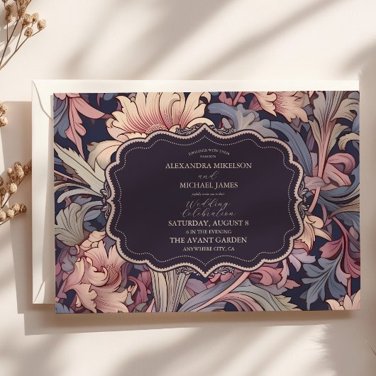 Vintag William Morris Lavender Wedding Einladung