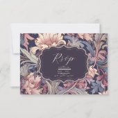 Vintag William Morris Lavender Wedding RSVP Karte (Vorderseite)