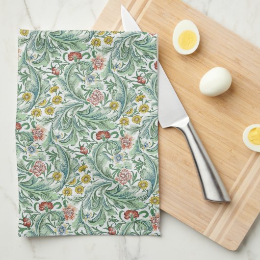 Vintag William Morris Leicester Geschirrtuch (Viertel Falte)