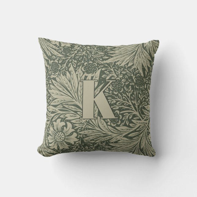 Vintag William Morris Marigold Pattern Monogram Kissen (Vorderseite)