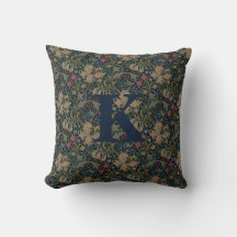 Vintag William Morris Navy Blue Red Chrysanthemum