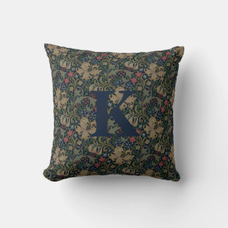 Vintag William Morris Navy Blue Red Chrysanthemum Kissen