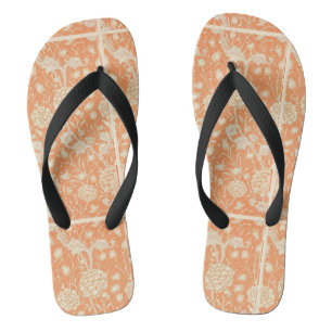 Vintag William Morris Orange Blume Badesandalen