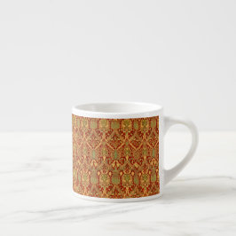 Vintag William Morris Pattern Red Turquoise Gold Espressotasse