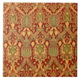 Vintag William Morris Pattern Red Turquoise Gold Fliese