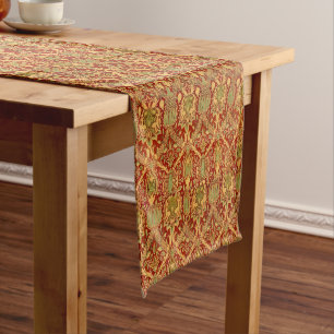 Vintag William Morris Pattern Red Turquoise Gold Großer Tischläufer