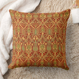 Vintag William Morris Pattern Red Turquoise Gold Kissen