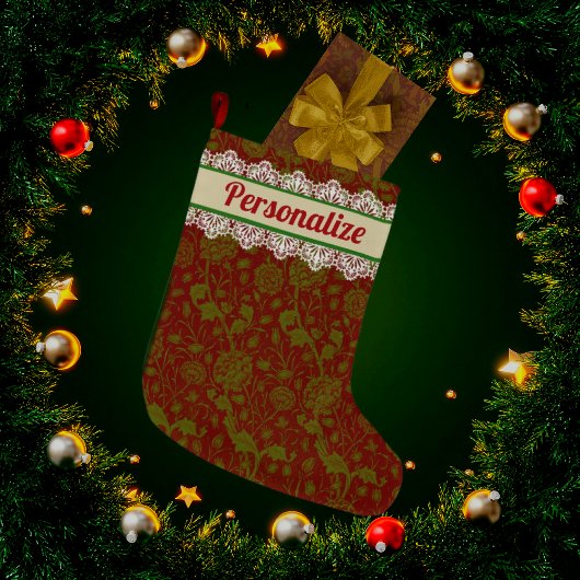 Vintag William Morris Personalisiert Großer Weihnachtsstrumpf