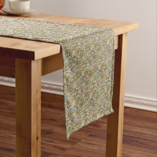 Vintag William Morris Pink Blue Brocade Kurzer Tischläufer