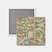 Vintag William Morris Pink Blue Brocade Magnet (Vorderseite/Rückseite)