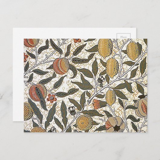 Vintag William Morris Pomegranate Postkarte (Vorne/Hinten)