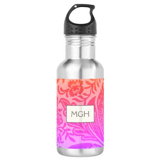 Vintag William Morris Rainbow Botanische Monogramm Edelstahlflasche (Vorderseite)