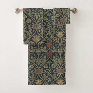 Vintag William Morris Rose und Lily Badhandtuch Set