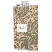 Vintag William Morris Sepia Botanical Monogram Flachmann (Links)