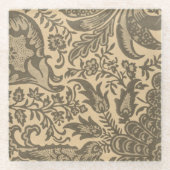 Vintag William Morris Sepia Tan Botanical Glasuntersetzer (Vorderseite)