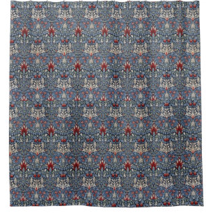 Vintag William Morris Snakeshead Fritillary Red Duschvorhang