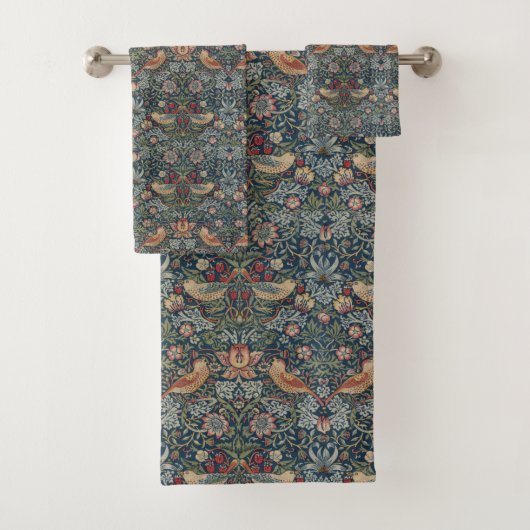 Vintag William Morris Strawberry Thief Badhandtuch Set (Insitu)