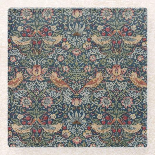 Vintag William Morris Strawberry Thief Glasuntersetzer (Vorderseite)