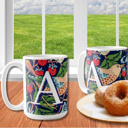 Vintag William Morris 'Strawberry Thief' Monogram Kaffeetasse