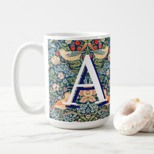 Vintag William Morris 'Strawberry Thief' Monogram Kaffeetasse