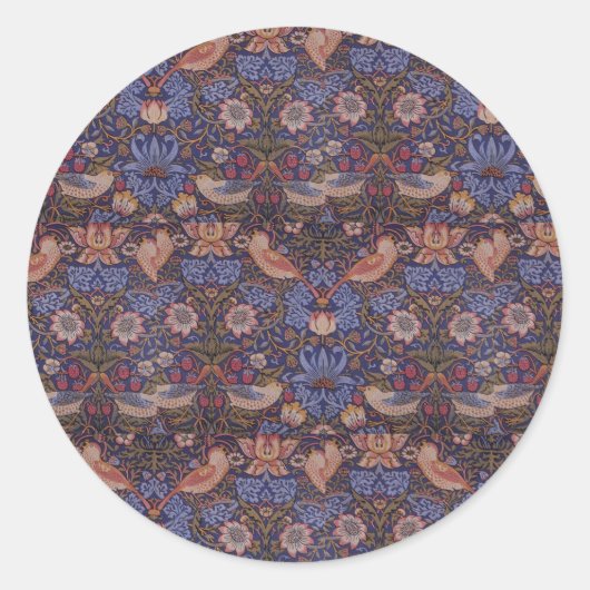 Vintag William Morris Strawberry Thief Runder Aufkleber (Vorderseite)