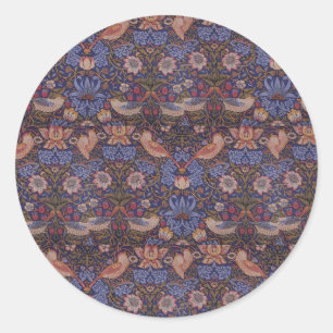 Vintag William Morris Strawberry Thief Runder Aufkleber