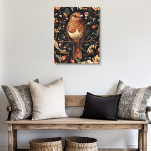 Vintag William Morris Style Bird Vines Leinwanddruck