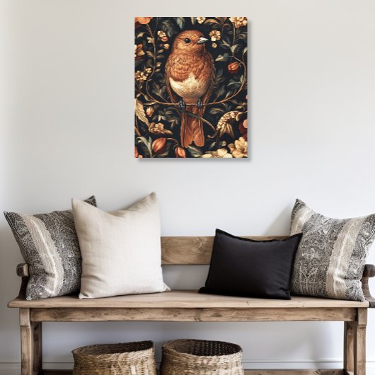 Vintag William Morris Style Bird Vines Leinwanddruck