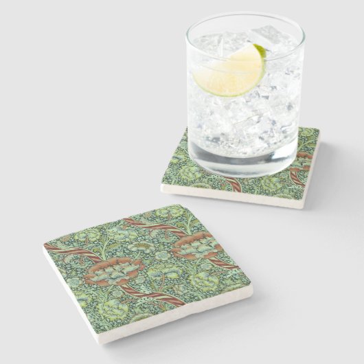 Vintag William Morris Wandle Pattern Steinuntersetzer (Seitenansicht)
