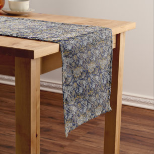 Vintag William Morris Wey Pattern Blue Background Großer Tischläufer