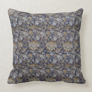 Vintag William Morris Wey Pattern Blue Background Kissen