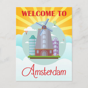 Vintag Willkommen bei Amsterdam Holland Travel Postkarte